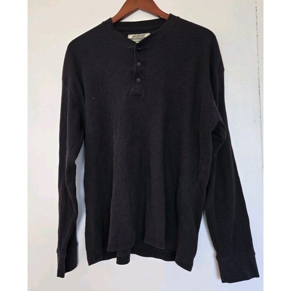 Big Ball Sports Thermal‎ Mens XL Waffle Shirt Black Long Sleeve Active Outdoors